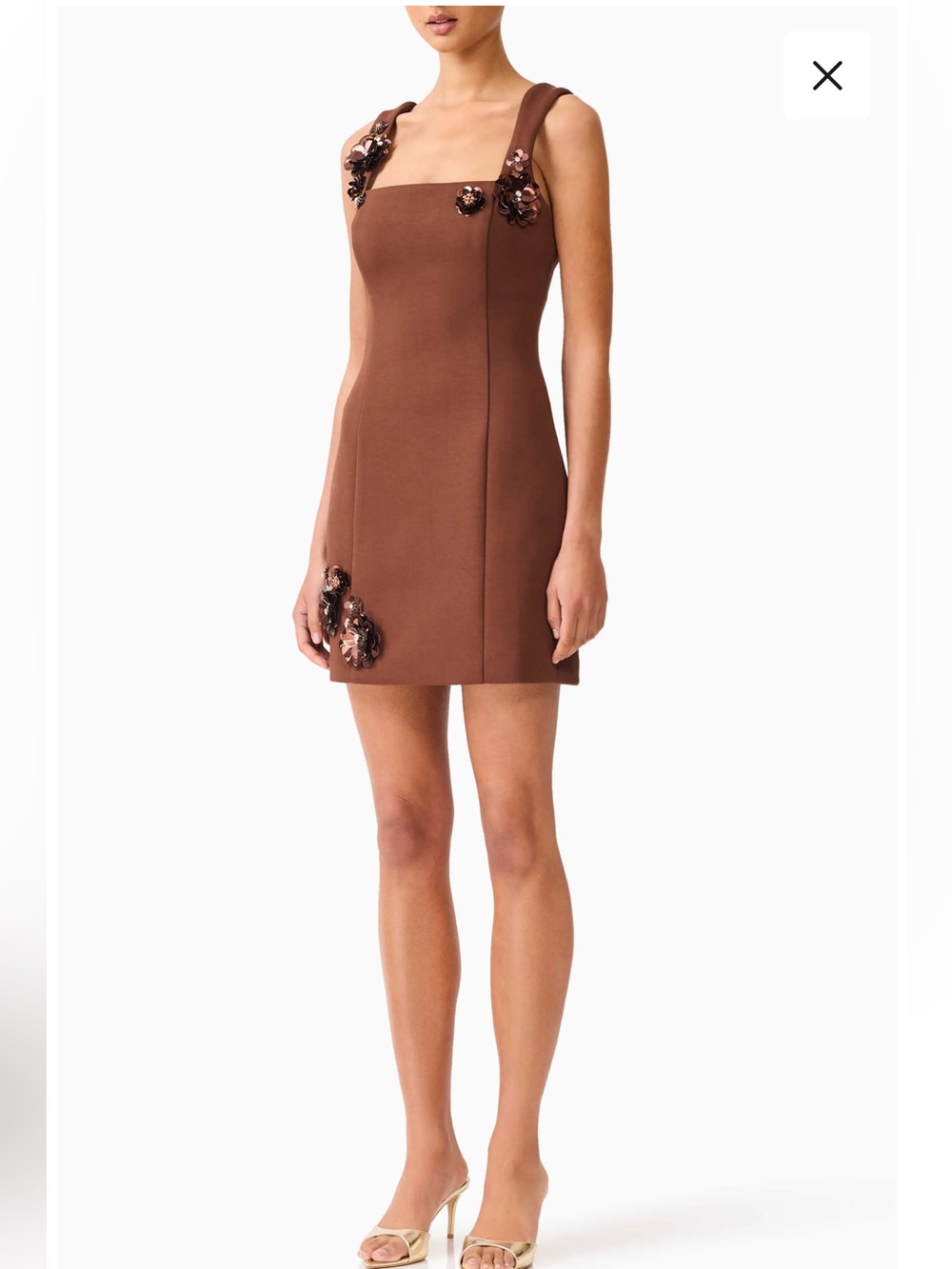 Elliatt Emma Floral Appliqué Cocktail Minidress in brown mahogany - Picture 3 of 9